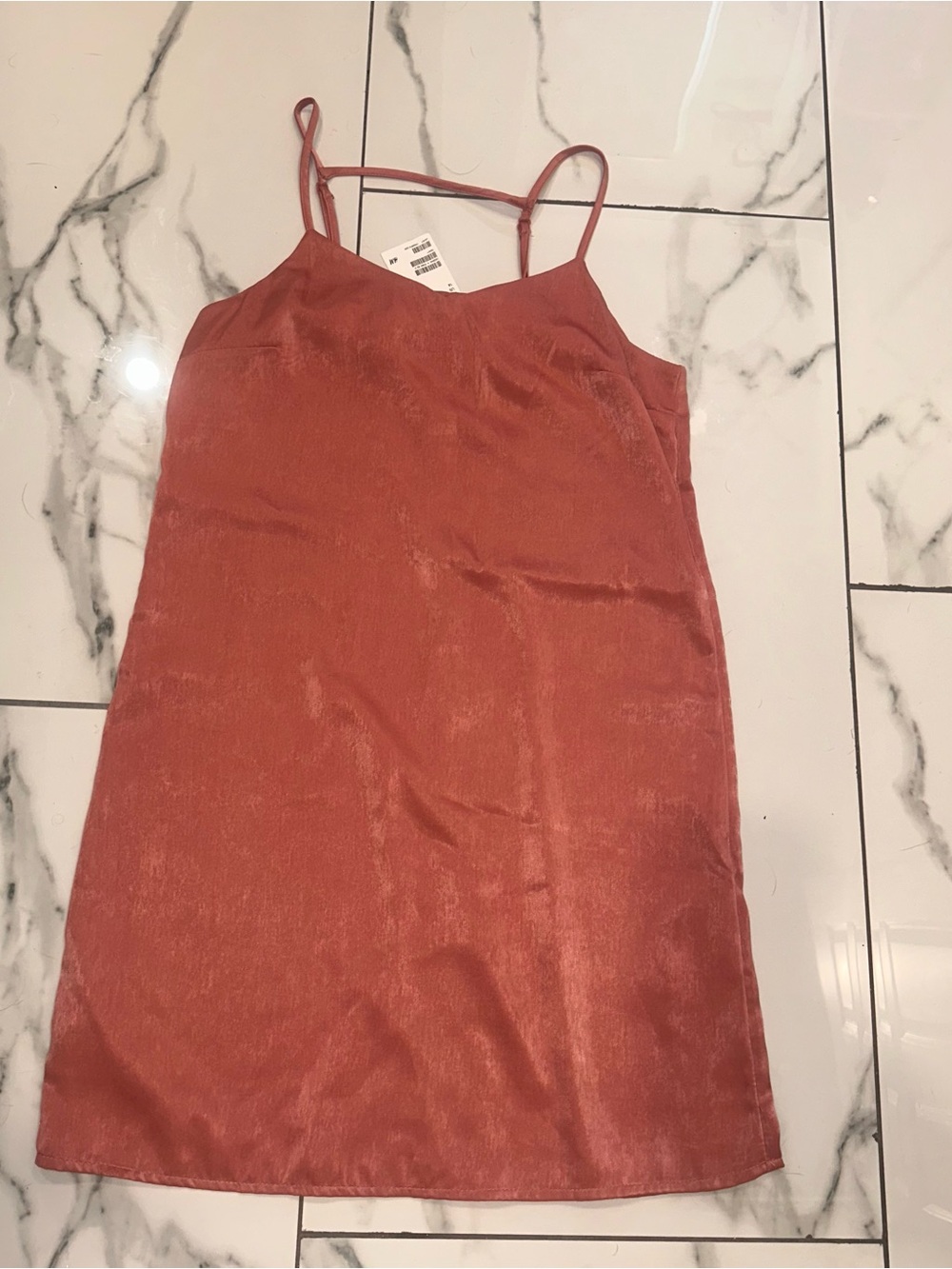 H&M Rust-Red Satin Slip Dress